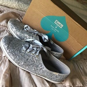 Kate Spade Silver Glitter Keds